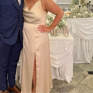 Fame & Partners Strappy Cowl Neckline Dress - Champagne